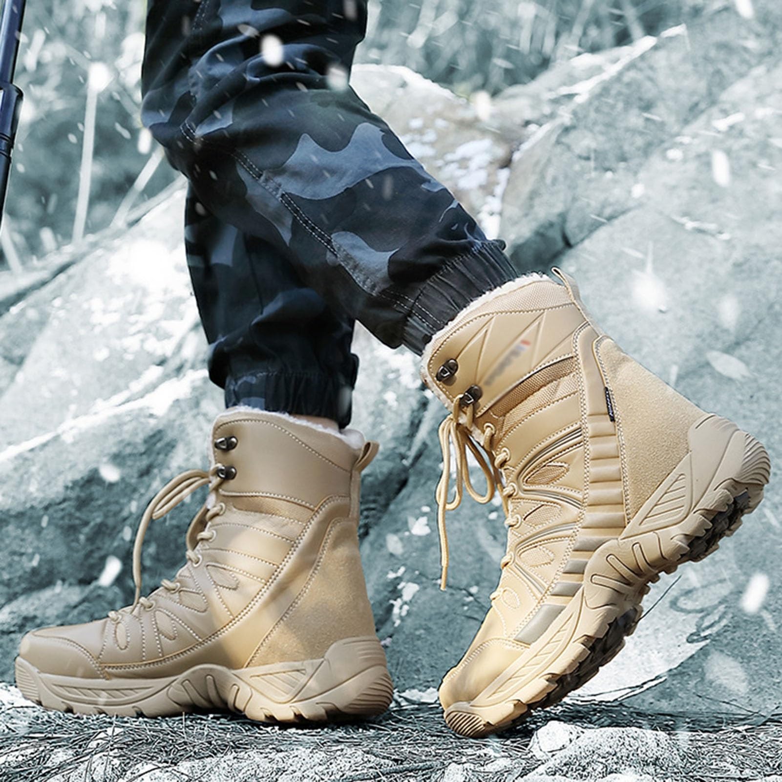 Amazon.co.jp: 冬用ブーツ ファー裏地付き 暖かく保つ ハイトップ